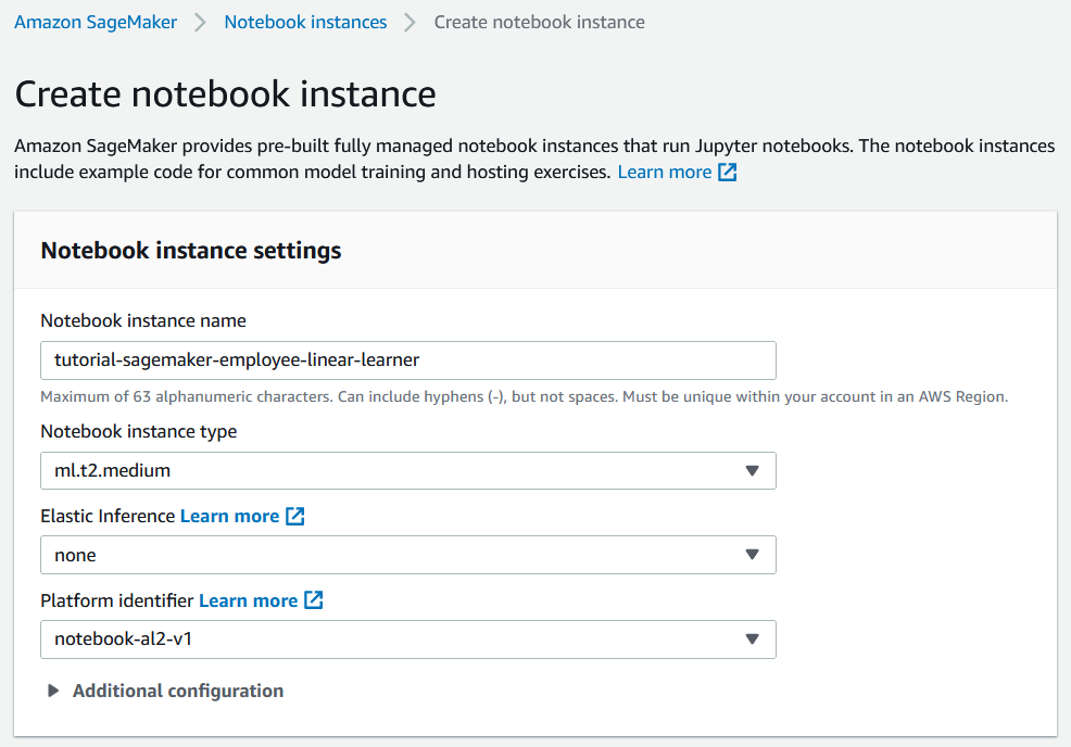 new notebook instance