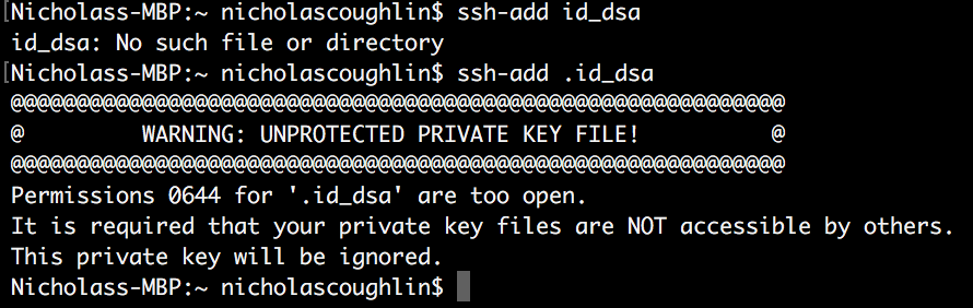 warning: unprotected private key file