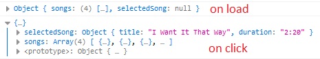 console log of selected song on click