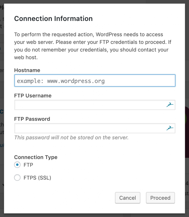 ftp credentials prompt