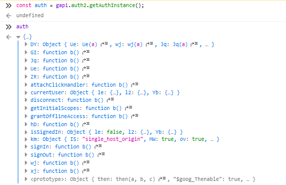 google auth methods in console