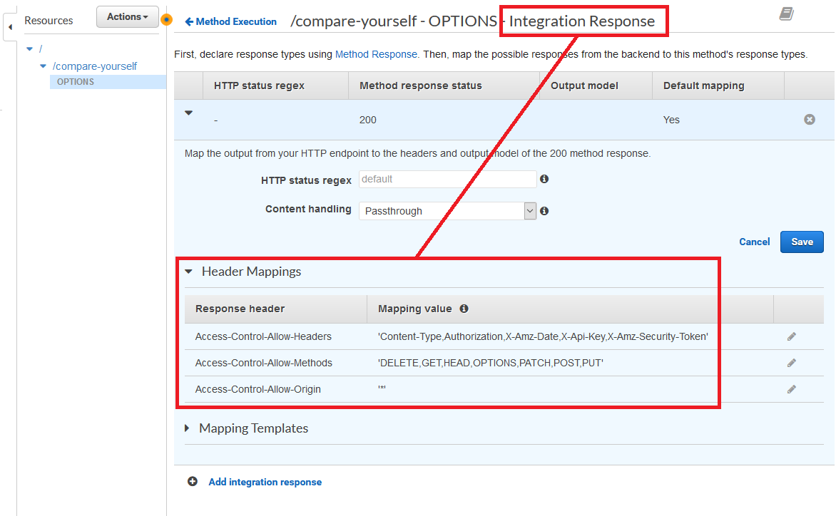 integration response headers