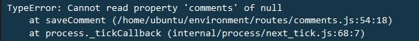 cannot read property &#39;comments&#39; of null