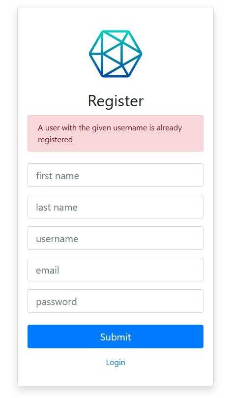 a user with the given username is already registered message