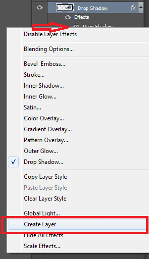 Create new layer with drop shadow effect.