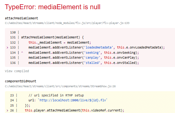 mediaElement is null error